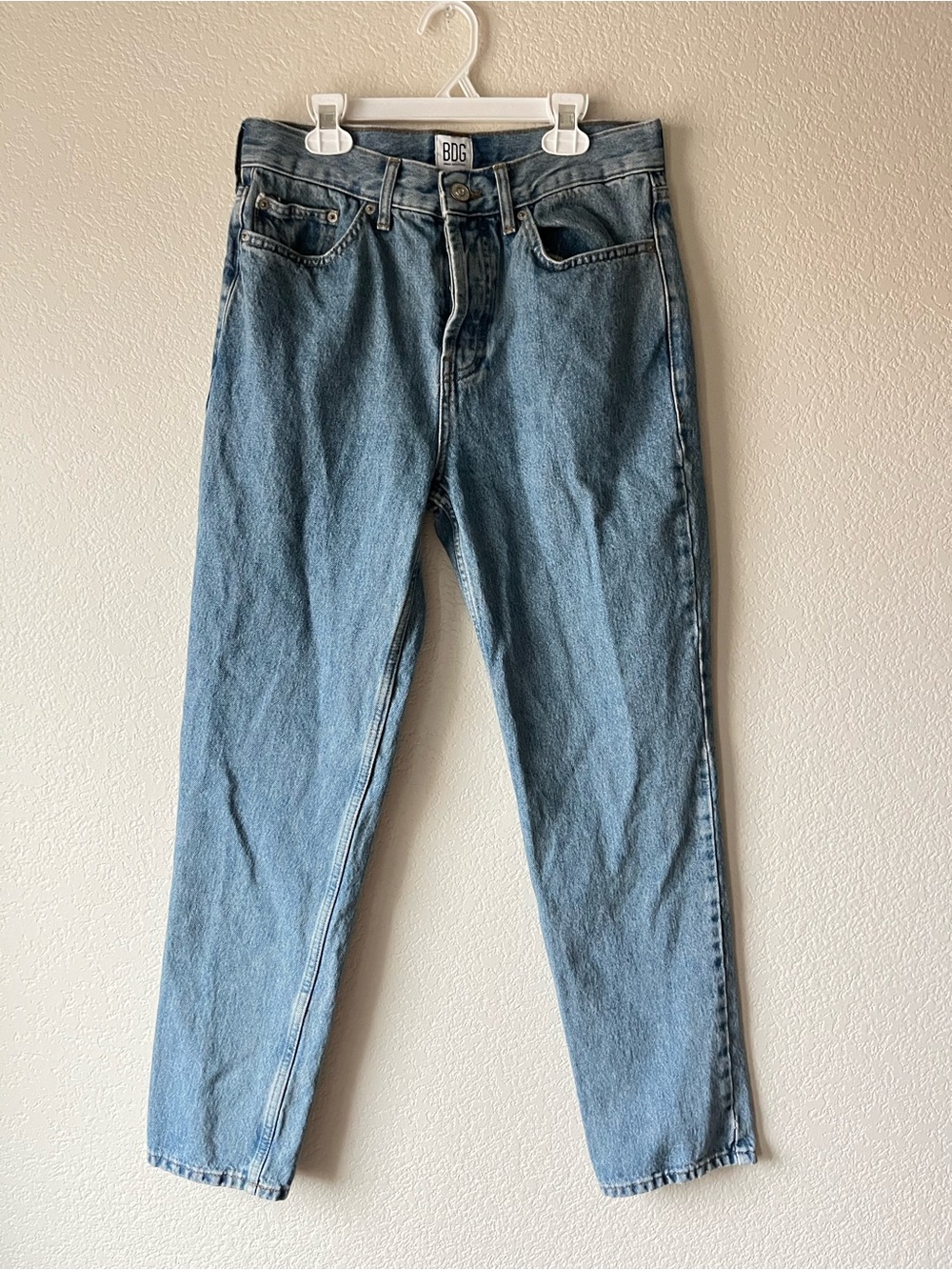 BDG 90s Medium Blue High-Rise Straight Button Closure Dad Jeans